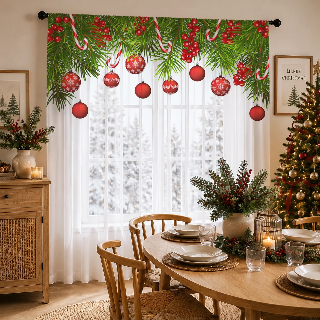 Home Office With Plants - Noel Gradyanlı Şeffaf Perde, Oturma Odası/Yatak